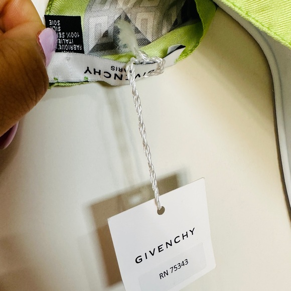 Pistachio Green G Logo Monogram Pure Silk Square Scarf By Givenchy - Picture 5 of 8